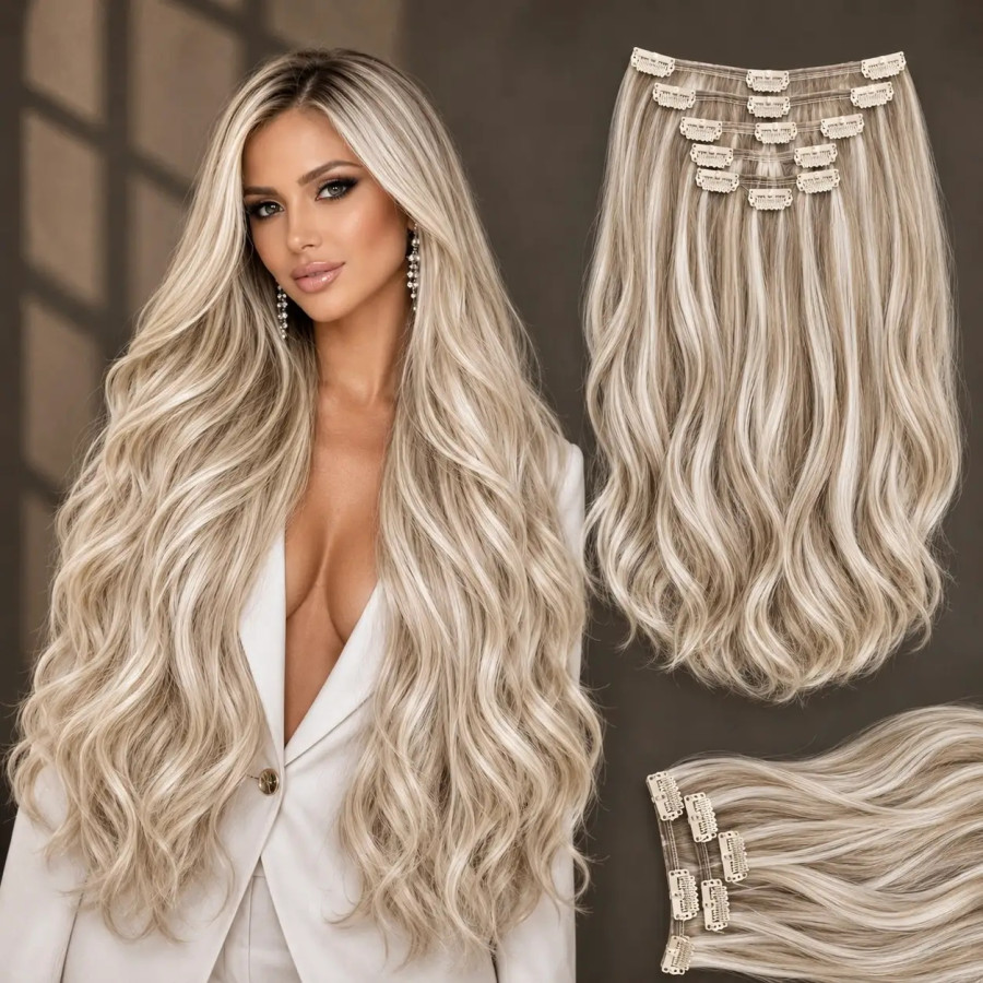 Clip-On White Platinum Balayage #19/Silver Clip-On White Platinum Balayage #19/Silver